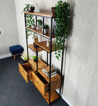 Estante estilo industrial com gavetas 180x30x100cm