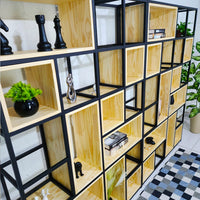 Estante estilo industrial madeira natural Pinus