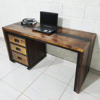 Conjunto Bruto Office: Mesa de 150x60cm + Gaveteiro Rústico Industrial