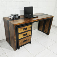 Conjunto Bruto Office: Mesa de 150x60cm + Gaveteiro Rústico Industrial