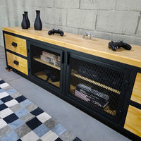 Rack estilo industrial madeira natural