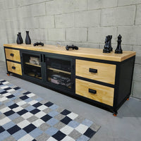 Rack estilo industrial madeira natural