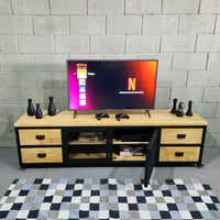 Rack estilo industrial madeira natural