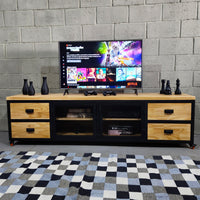 Rack estilo industrial madeira natural