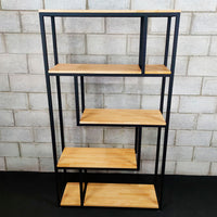 Estante estilo industrial em aço e madeira maciça 180x100cm