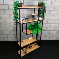 Estante estilo industrial em aço e madeira maciça 180x100cm