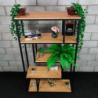 Estante estilo industrial em aço e madeira maciça 180x100cm