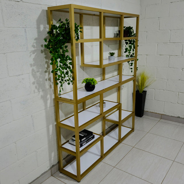 Estante estilo industrial gold laca 145x30x180cm