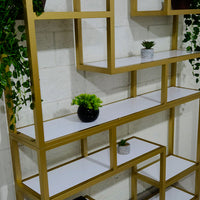 Estante estilo industrial gold laca 145x30x180cm