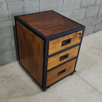 Gaveteiro Rústico Industrial, 3 gavetas - Imbuia