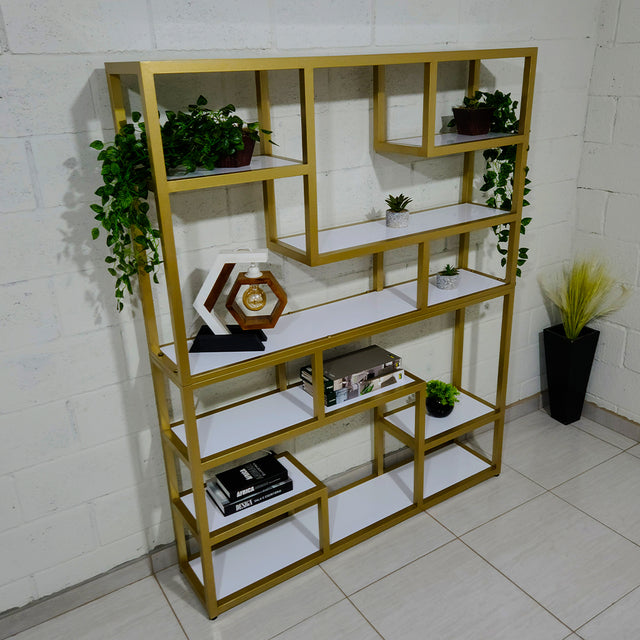 Estante estilo industrial gold laca 145x30x180cm